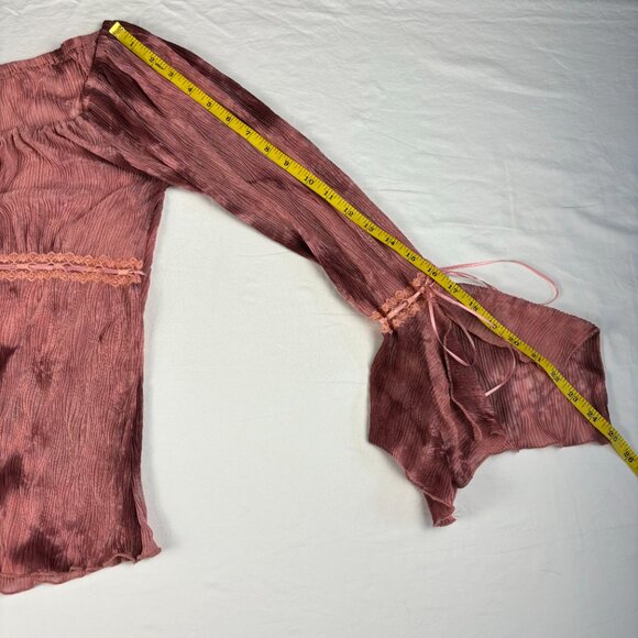 Toomi Pink Boho Bell Sleeve Top - Size M - Picture 9 of 11